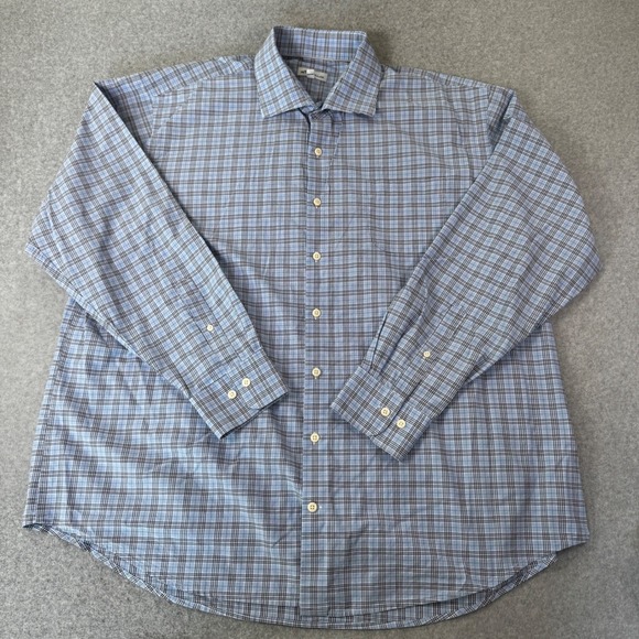 Peter Millar Other - Peter Millar Button Down Shirt Men XXL Blue Grey Plaid Long Sleeve Good RN100308
